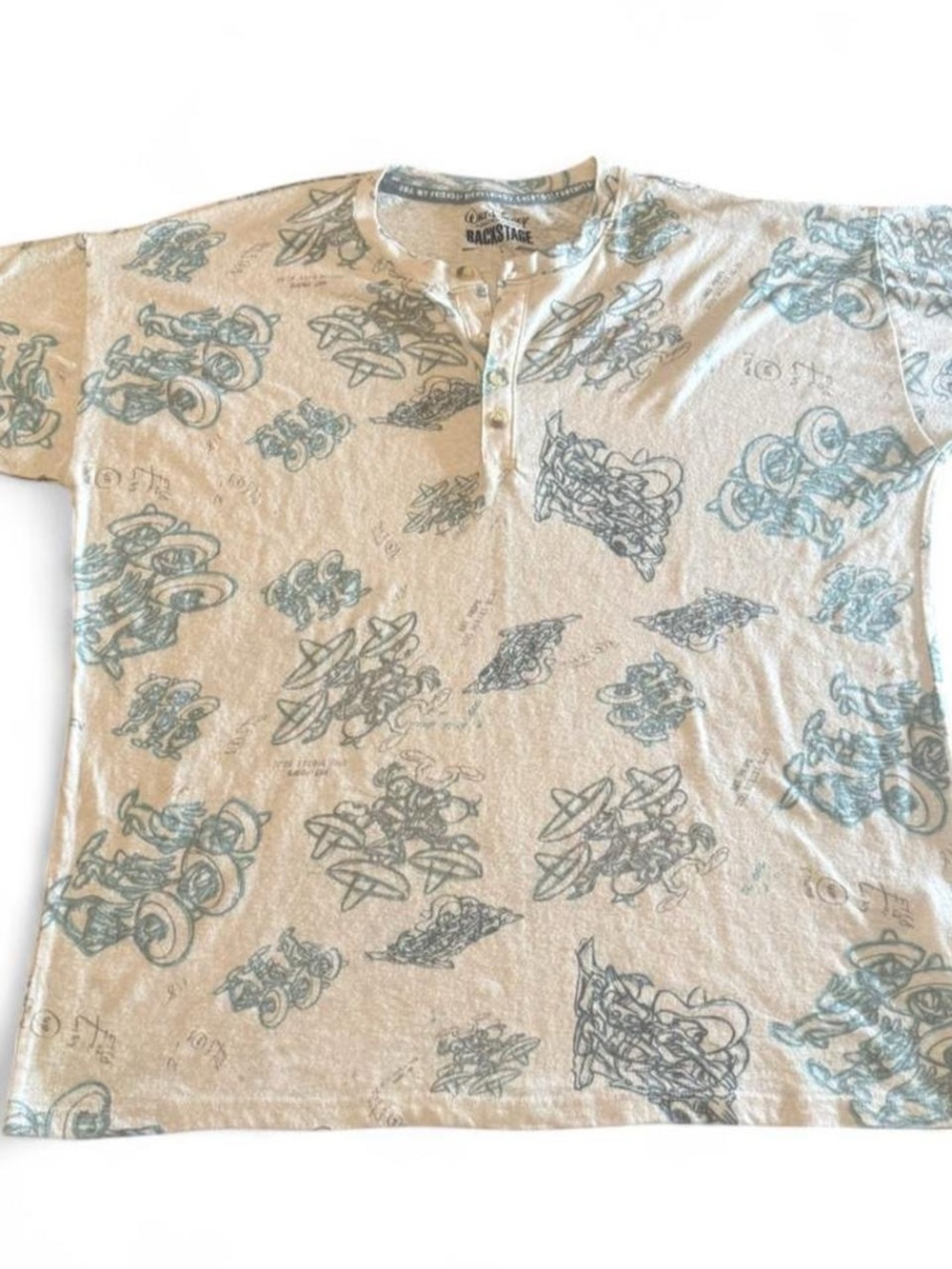 Disney Backstage Airplane Graphic Henley Tee XL
